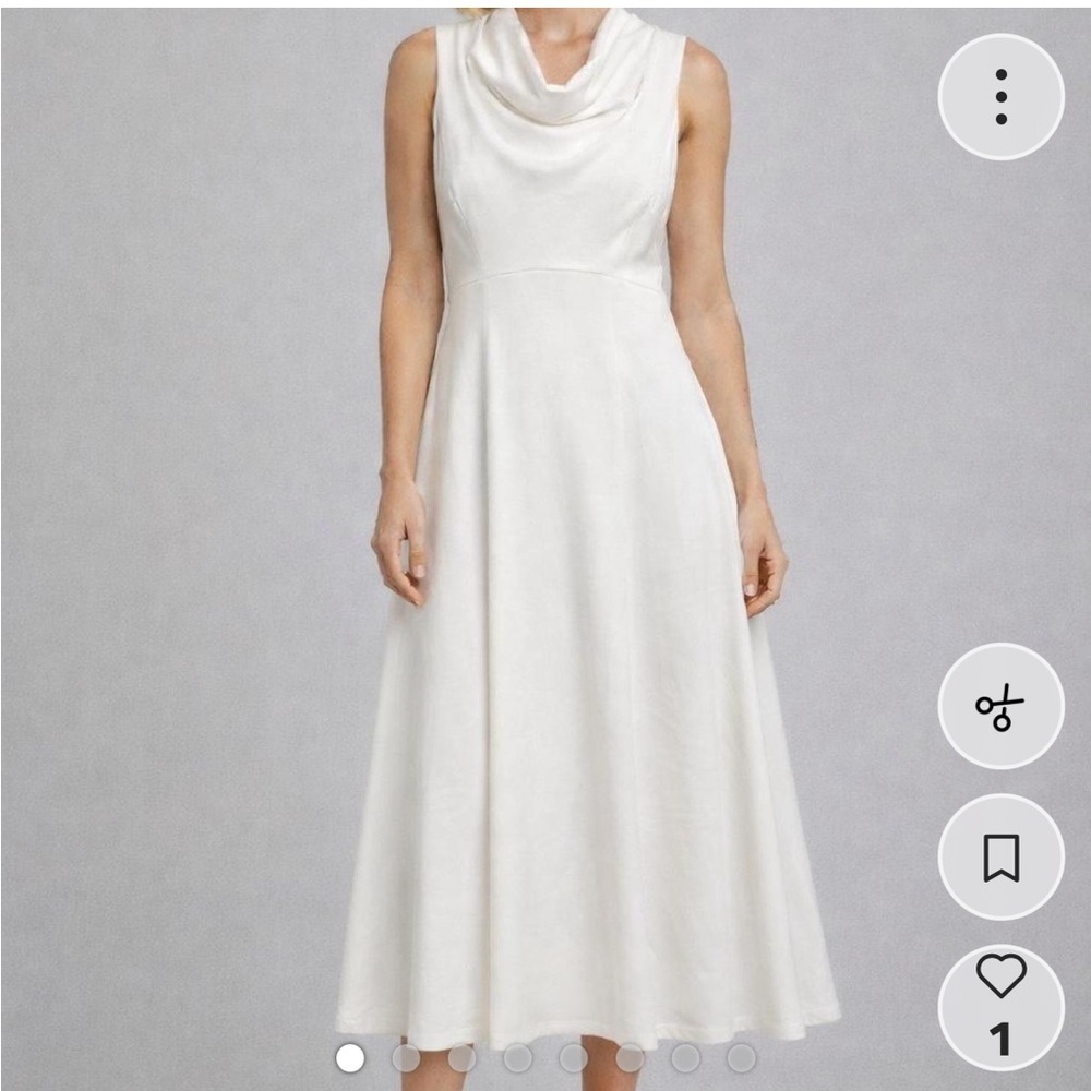 Donna Karan Sleeveless Cream Midi Dress